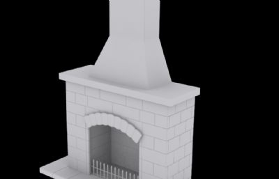 壁炉3D模型白模
