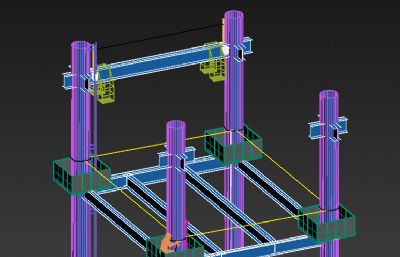 钢框架施工安全措施3D模型