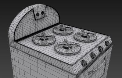 带烤箱的灶台,煲仔饭制作灶具3D模型白模