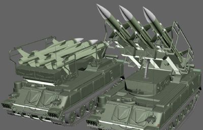 三连发履带式装载导弹3D模型