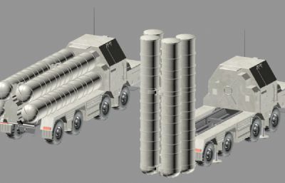 4发导弹发射车系统3D模型