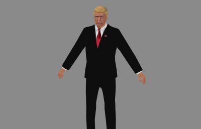 Trump特朗普,川建国,川普手绘3D模型低模,MAX,OBJ两种格式