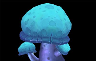 森林巨型蘑菇场景,游戏里的蘑菇房子3D模型