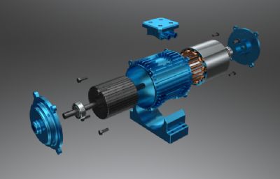 电动机,发电机,可拆装内部零件结构电工设备3D模型