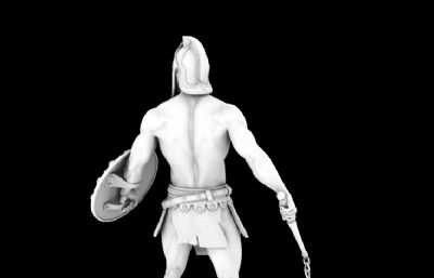 3D角斗士模型白模,OBJ格式