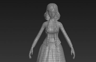 穿裙子的女人人物3D模型素模