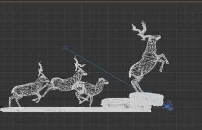 群鹿奔腾雕塑设计3D模型
