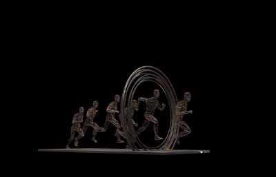 奔跑者-城市运动镂空雕塑设计3D模型