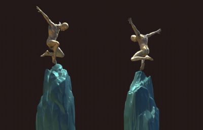准备起跳的男人雕塑设计3D模型