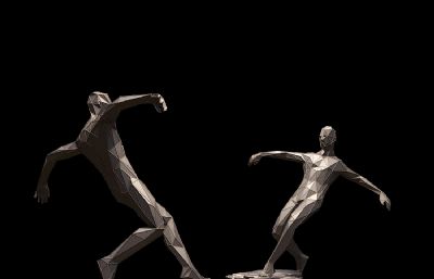 踢球人雕塑方案设计3D模型