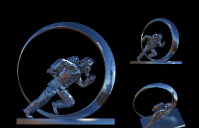 圆环守护消防员雕塑设计3D模型