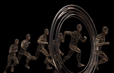 奔跑者-城市运动镂空雕塑设计3D模型