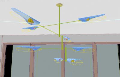 现代客厅简约吊灯3D模型