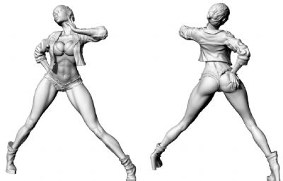 搔首弄姿,性感姿势的女人雕像模型,stl,obj两种格式