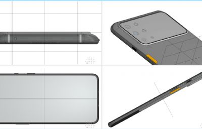 OnePlus一加8T赛博朋克2077限定版手机3D三维渲染模型(ksp+stp模型源文件),keyshot9渲染