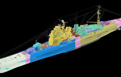 美国阿拉巴马号战列舰3D模型,OBJ格式