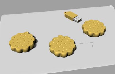 饼干造型的创意U盘3D模型,OBJ格式