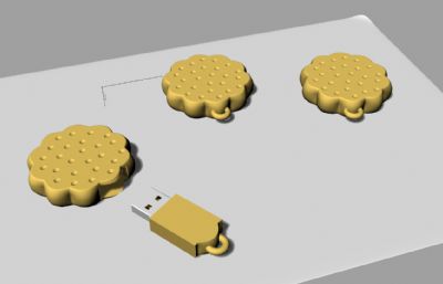 饼干造型的创意U盘3D模型,OBJ格式