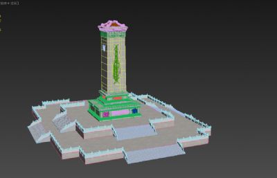 天安门广场人民英雄纪念碑精细3D模型,浮雕