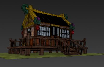 Q版民房,小木屋,吊脚楼3D模型