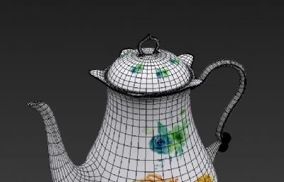 70年代尖嘴茶壶,老物件3D模型,塌陷