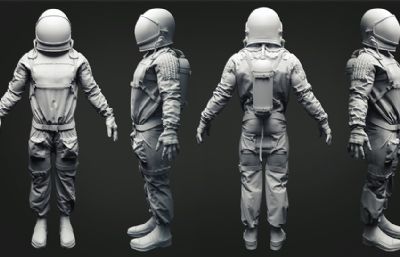 穿太空服的宇航员C4D模型,C4D,OBJ两种格式