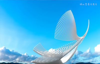 抽象展翅高飞雕塑设计3D模型