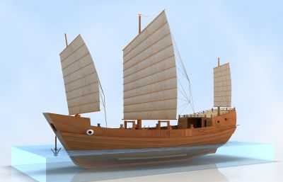 福船,郑和下西洋船,木船,战船3D模型