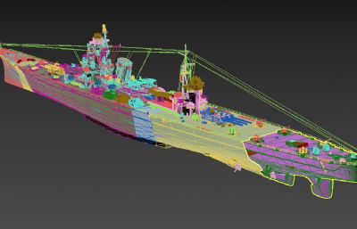 日本联合舰队吾妻号大型巡洋舰3D模型,OBJ格式