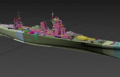 日本联合舰队吾妻号大型巡洋舰3D模型,OBJ格式