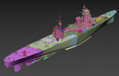 日本联合舰队吾妻号大型巡洋舰3D模型,OBJ格式