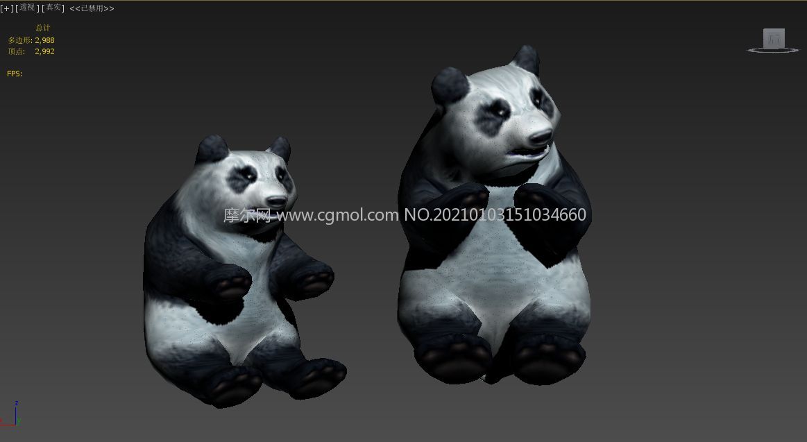 两只呆萌的熊猫 国家一级保护动物3d模型 Fbx格式 塌陷文件 哺乳动物 动物模型 3d模型下载 3d模型网 Maya模型免费下载 摩尔网