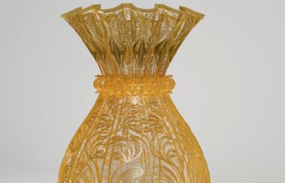 鎏金镂空花瓶3D模型,VRAY材质
