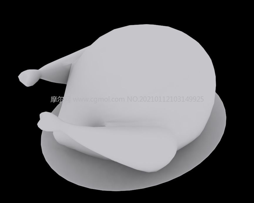 烧鸡,餐盘鸡肉3D模型白模