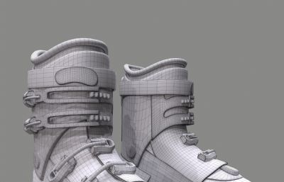 次世代PBR写实的游戏靴子,雪地靴3d模型,4K贴图,MAX+OBJ+FBX格式