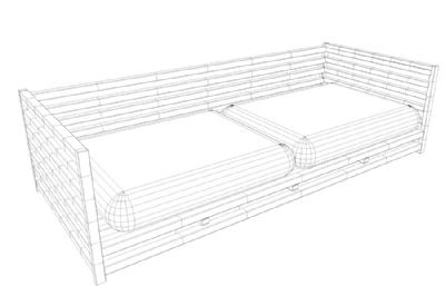 木制软垫沙发,双人沙发C4D模型