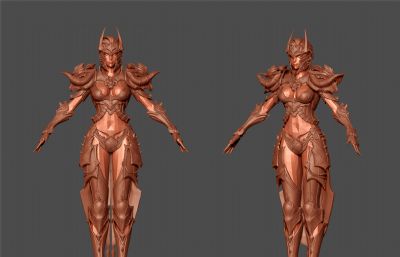 游戏里的高阶女战士,女皇3D模型,MAX,ZTL格式,MAX文件带贴图(网盘下载)