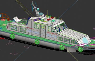 中国海事巡逻艇,海巡艇,巡逻船3D模型素模