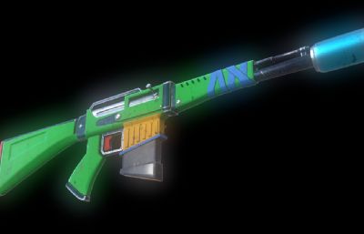 Q版AK47冲锋枪,游戏武器道具3D模型