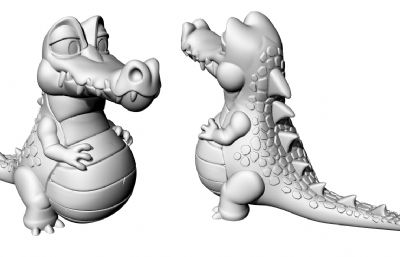 卡通鳄鱼模型,OBJ,STL两种格式
