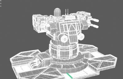 四机枪的炮塔武器maya模型,OBJ格式