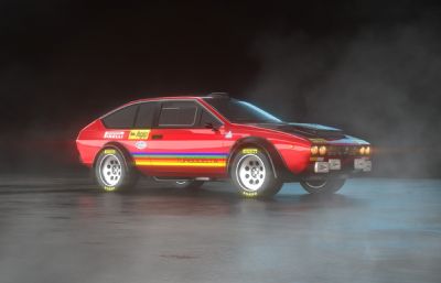 1979阿尔法罗密欧GTV Turbodelta MK拉力赛车,经典跑车3D模型,MAX,MB,FBX,OBJ,STL,blend多种格式,VRAY渲染(网盘下载)