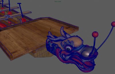大头狗龙舟,PBR传统龙船3D模型,MB,MAX,FBX,OBJ,STL等格式,VRAY渲染(网盘下载)