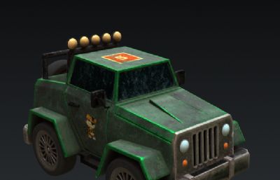 Q版吉普车,皮卡车3D模型