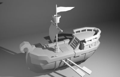 卡通手绘低模船只MAYA模型,OBJ格式