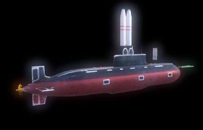中国032实验潜艇3D模型(潜艇+巨浪导弹+反舰导弹+鱼雷)