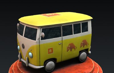牛年Q版面包车,小客车3D模型