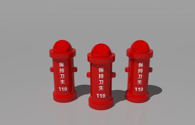 消防主题垃圾桶3D模型