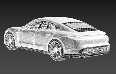 2020款精细保时捷Taycan turbo s汽车3D模型,max+fbx格式