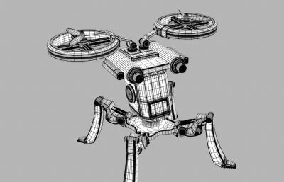 双螺旋桨无人机maya模型白模,无贴图